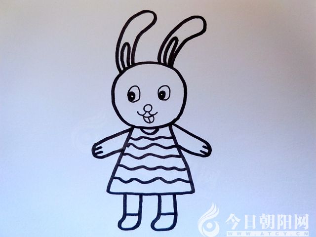 第九步:   将画好的线用黑色勾线笔描好.